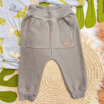 Conj. Body Manga Longa Dinos e Calça de Moletom Saruel - Cinza